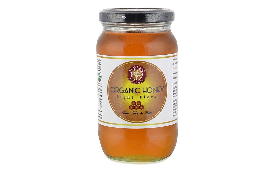 Organic Nation Light Flora Honey    Glass Jar  500 grams